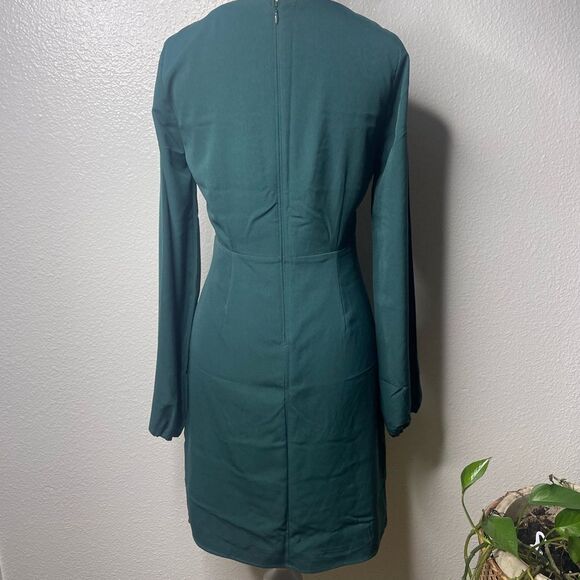 Abercrombie & Fitch XS Tall Long-Sleeve Front Tie Mini Dress Dark Teal - Picture 7 of 8